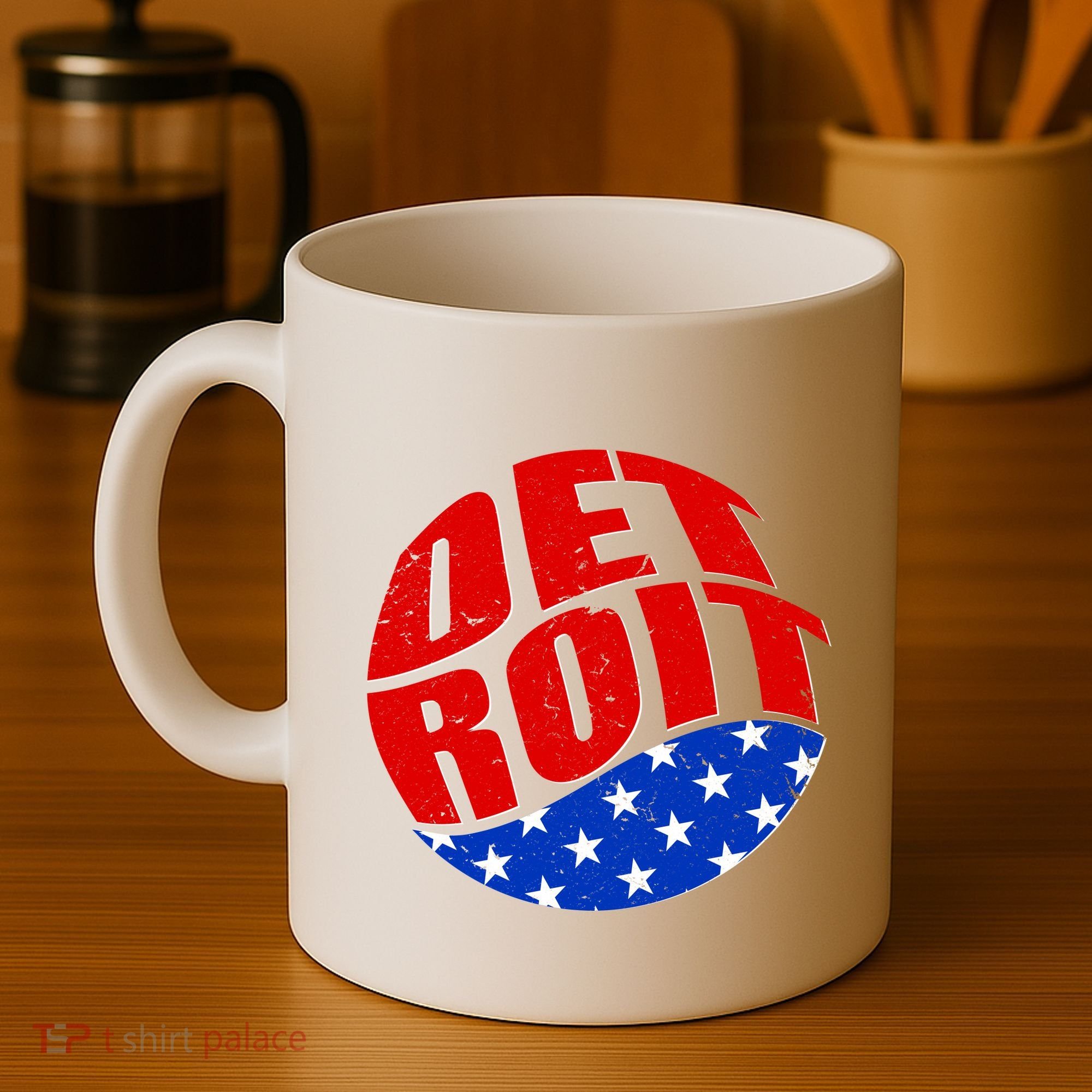 Patriotic Red White Blue Detroit Emblem Coffee Mug