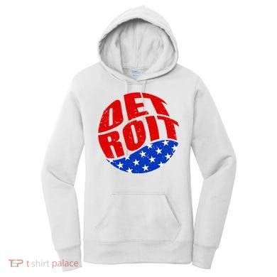 Patriotic Red White Blue Detroit Emblem Women's Hoodie
