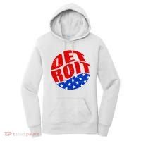 Patriotic Red White Blue Detroit Emblem Women's Hoodie thumb 0