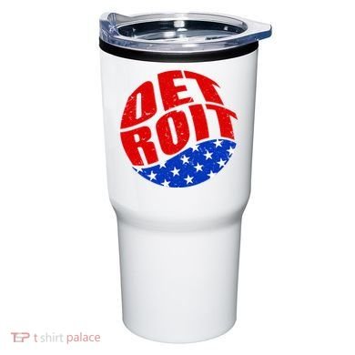 Patriotic Red White Blue Detroit Emblem Tumbler