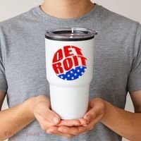 Patriotic Red White Blue Detroit Emblem Tumbler thumb 2