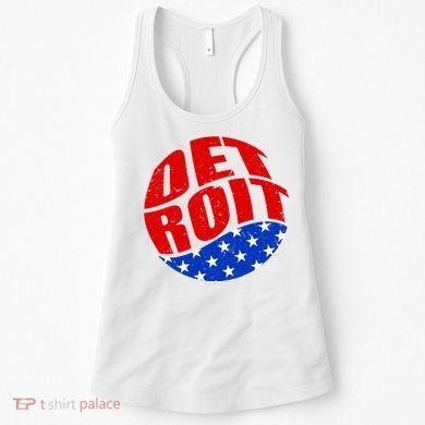 Patriotic Red White Blue Detroit Emblem Women's Tank Top