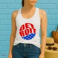 Patriotic Red White Blue Detroit Emblem Women's Tank Top thumb 2