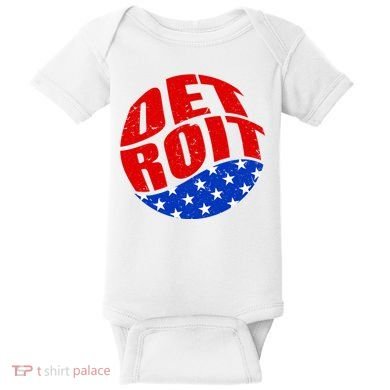 Patriotic Red White Blue Detroit Emblem Baby Bodysuit