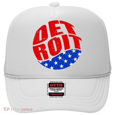 Patriotic Red White Blue Detroit Emblem Hat