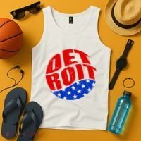 Patriotic Red White Blue Detroit Emblem Tank Top thumb 4