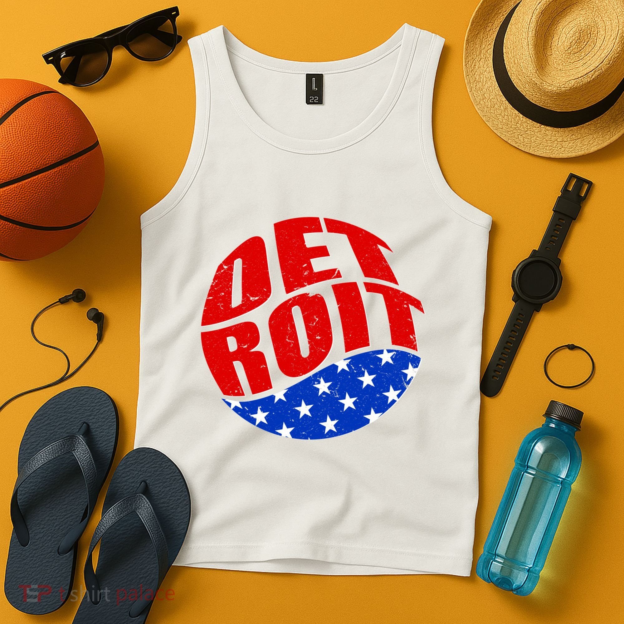 Patriotic Red White Blue Detroit Emblem Tank Top