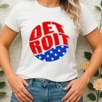 Patriotic Red White Blue Detroit Emblem Women's T-Shirt thumb 2