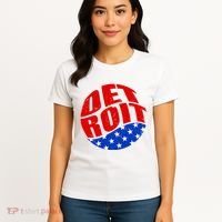 Patriotic Red White Blue Detroit Emblem Women's T-Shirt thumb 4