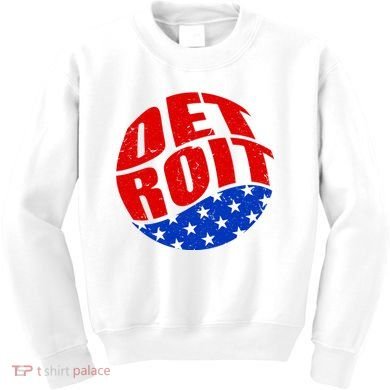 Patriotic Red White Blue Detroit Emblem Kids Sweatshirt