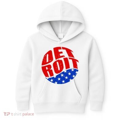Patriotic Red White Blue Detroit Emblem Kids Hoodie
