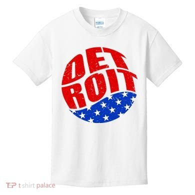 Patriotic Red White Blue Detroit Emblem Kids T-Shirt