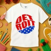 Patriotic Red White Blue Detroit Emblem Kids T-Shirt thumb 3