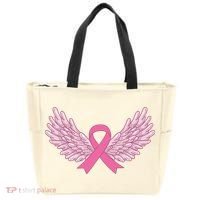 Pink Ribbon Wings Breast Cancer Awareness Tote Bag thumb 0