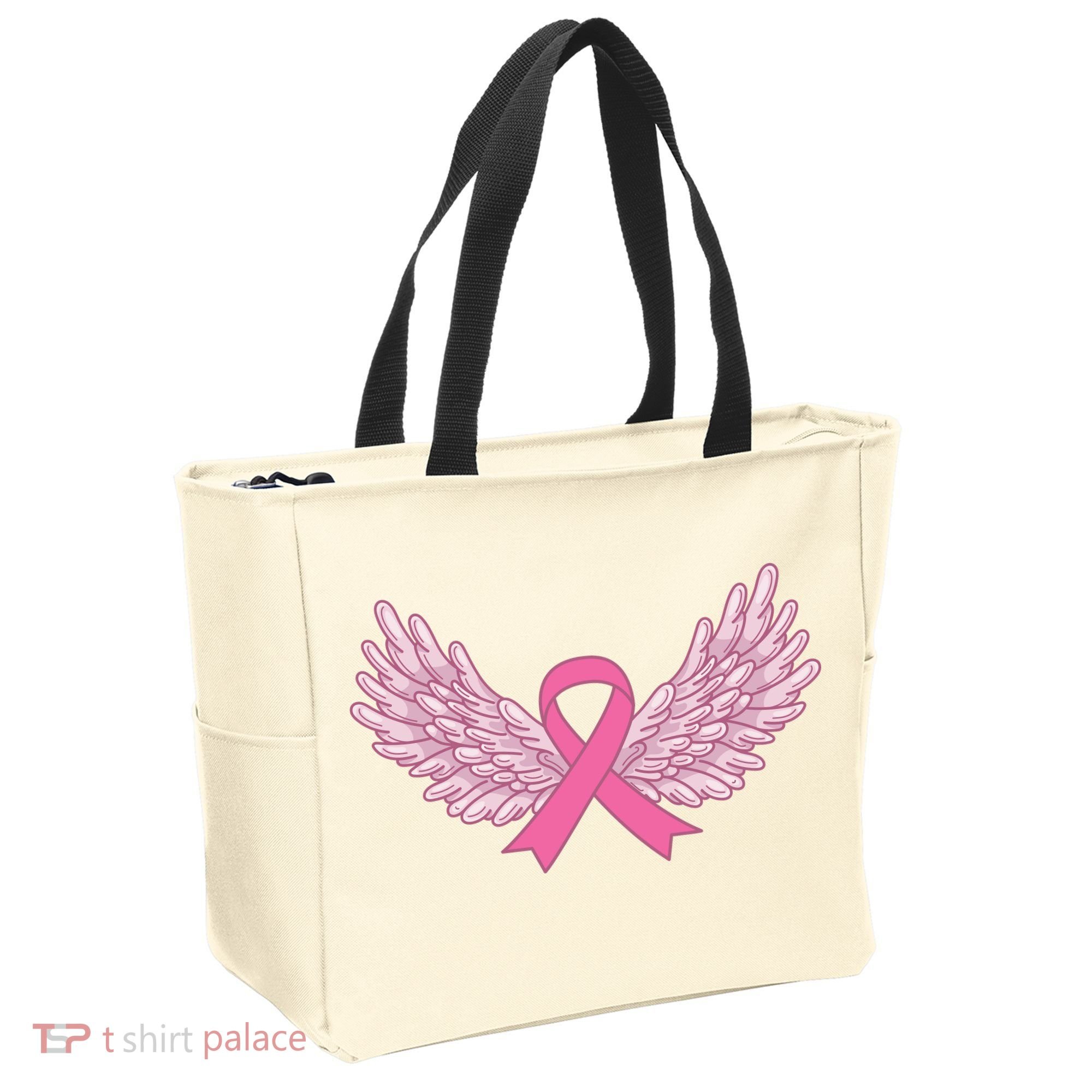 Pink Ribbon Wings Breast Cancer Awareness Tote Bag