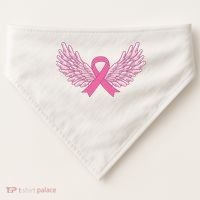 Pink Ribbon Wings Breast Cancer Awareness USA-Made Doggie Bandana thumb 0