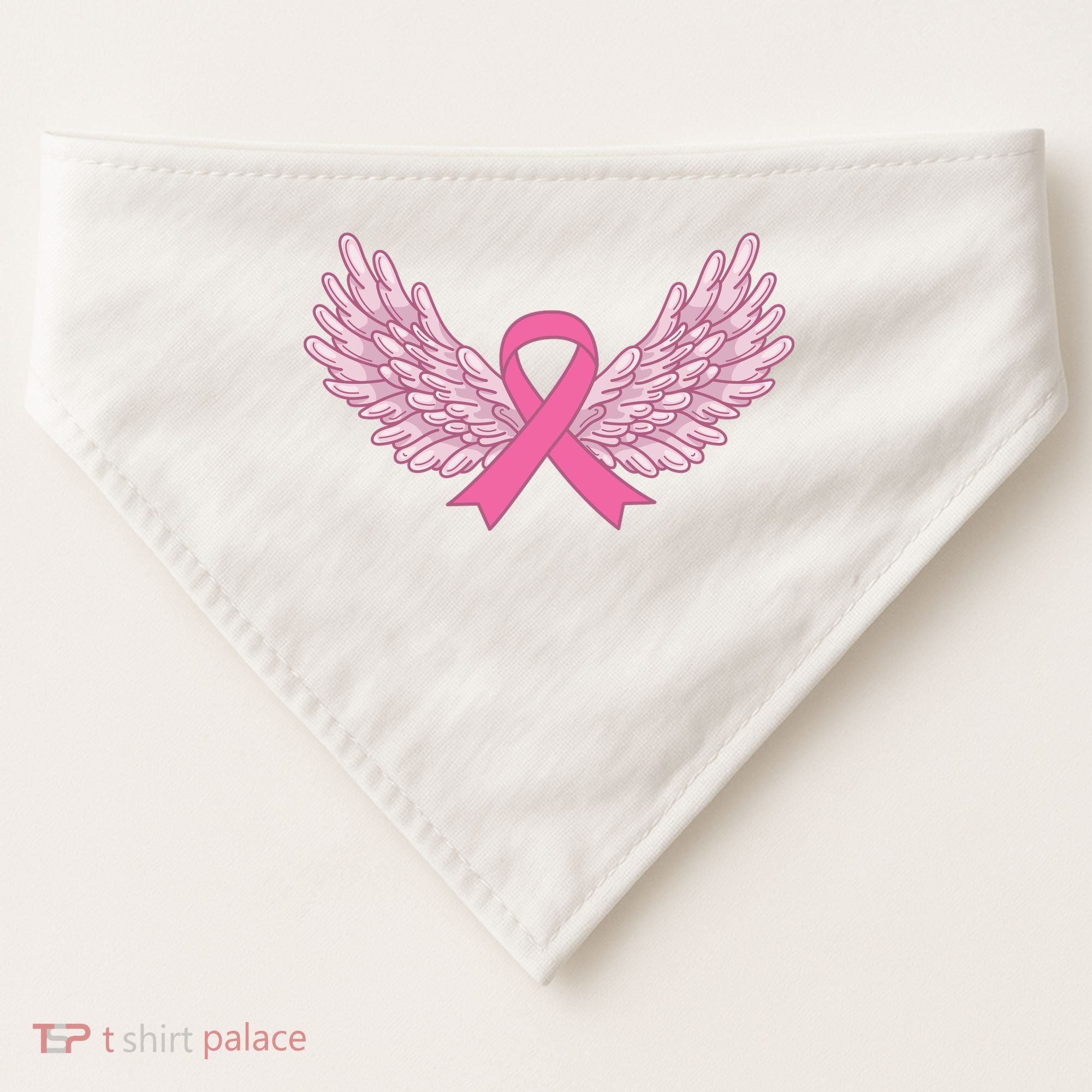 Pink Ribbon Wings Breast Cancer Awareness USA-Made Doggie Bandana