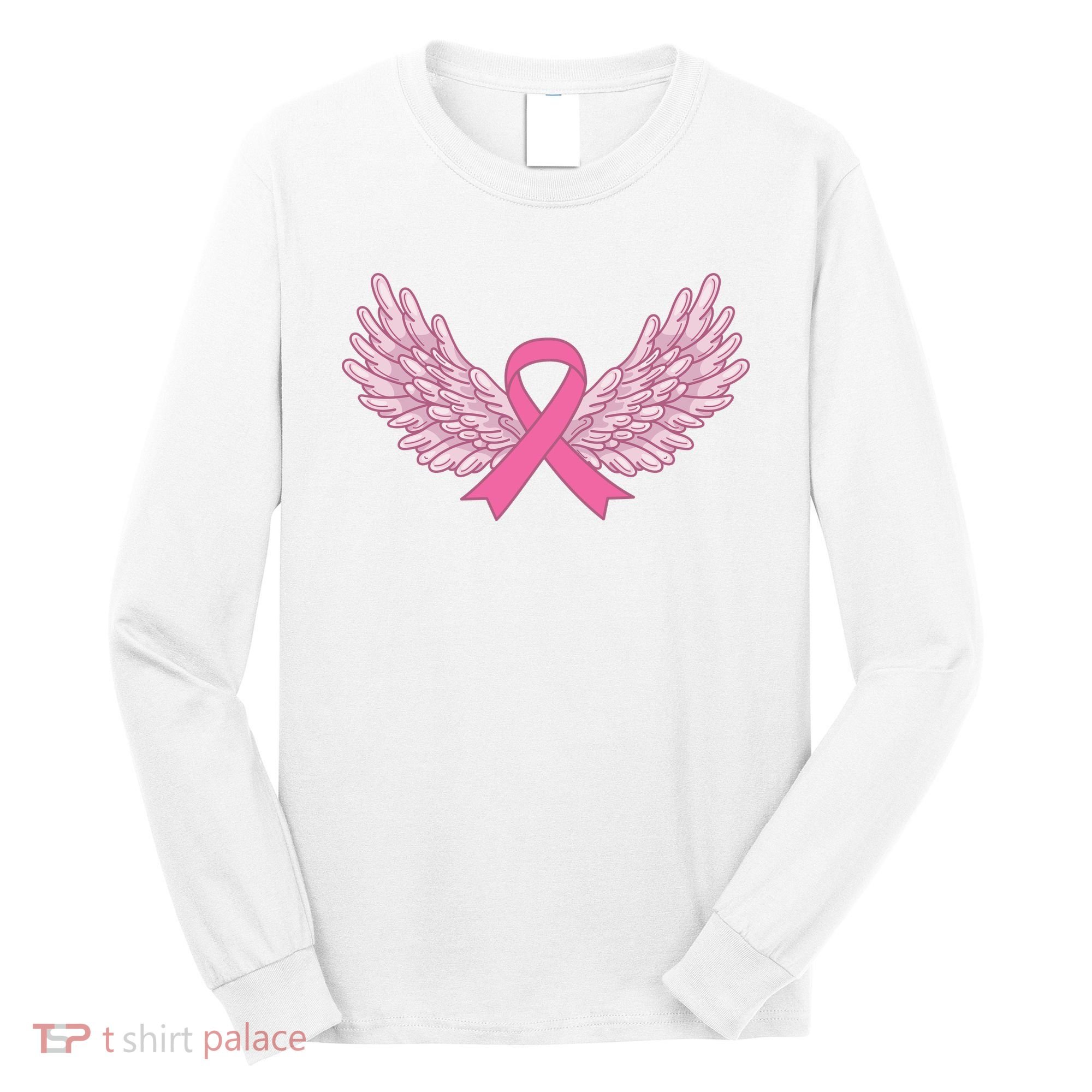 Pink Ribbon Wings Breast Cancer Awareness Long Sleeve Shirt