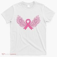 Pink Ribbon Wings Breast Cancer Awareness T-Shirt thumb 0