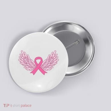 Pink Ribbon Wings Breast Cancer Awareness Button