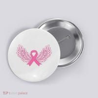 Pink Ribbon Wings Breast Cancer Awareness Button thumb 0