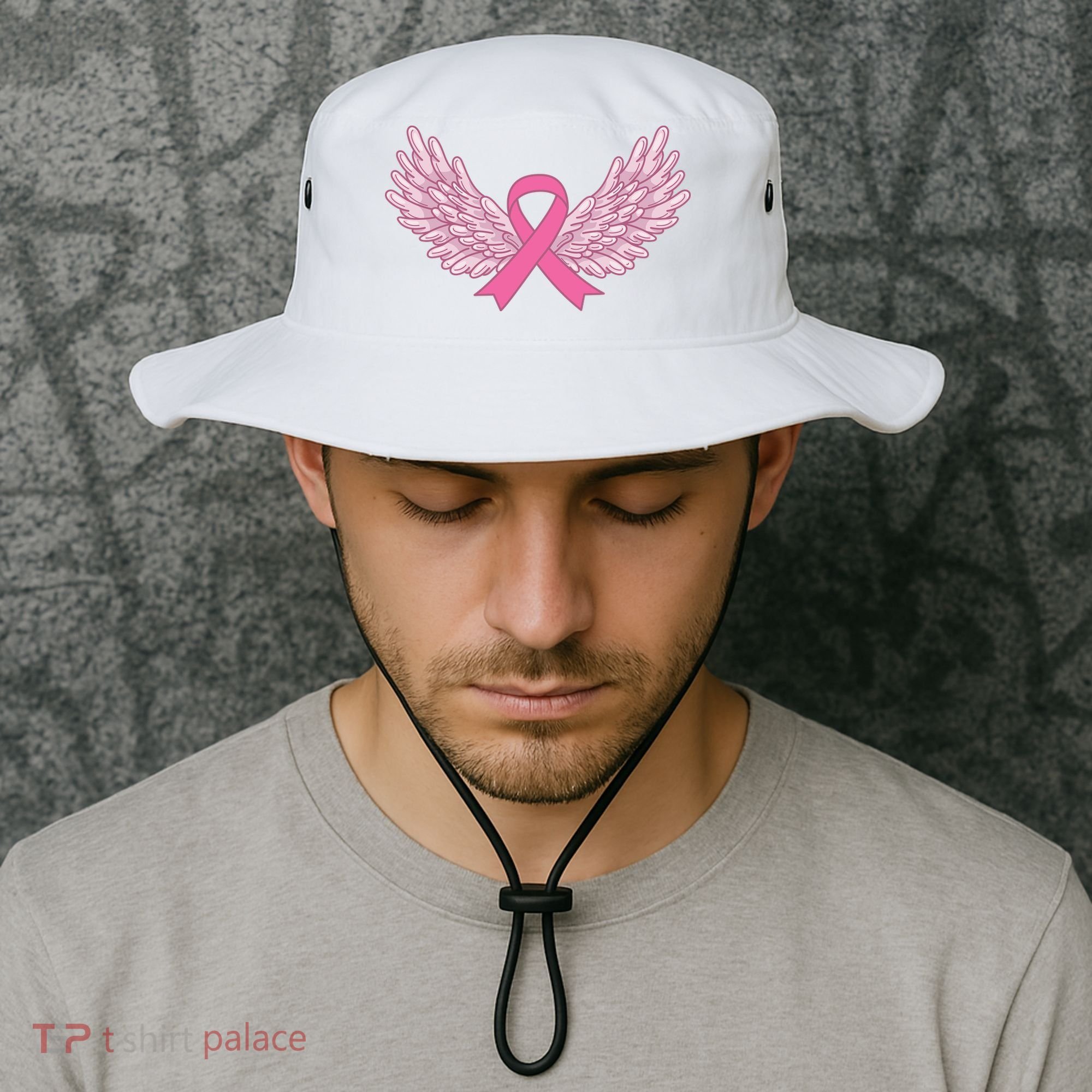 Pink Ribbon Wings Breast Cancer Awareness Bucket Hat
