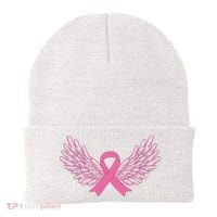 Pink Ribbon Wings Breast Cancer Awareness Beanie thumb 0