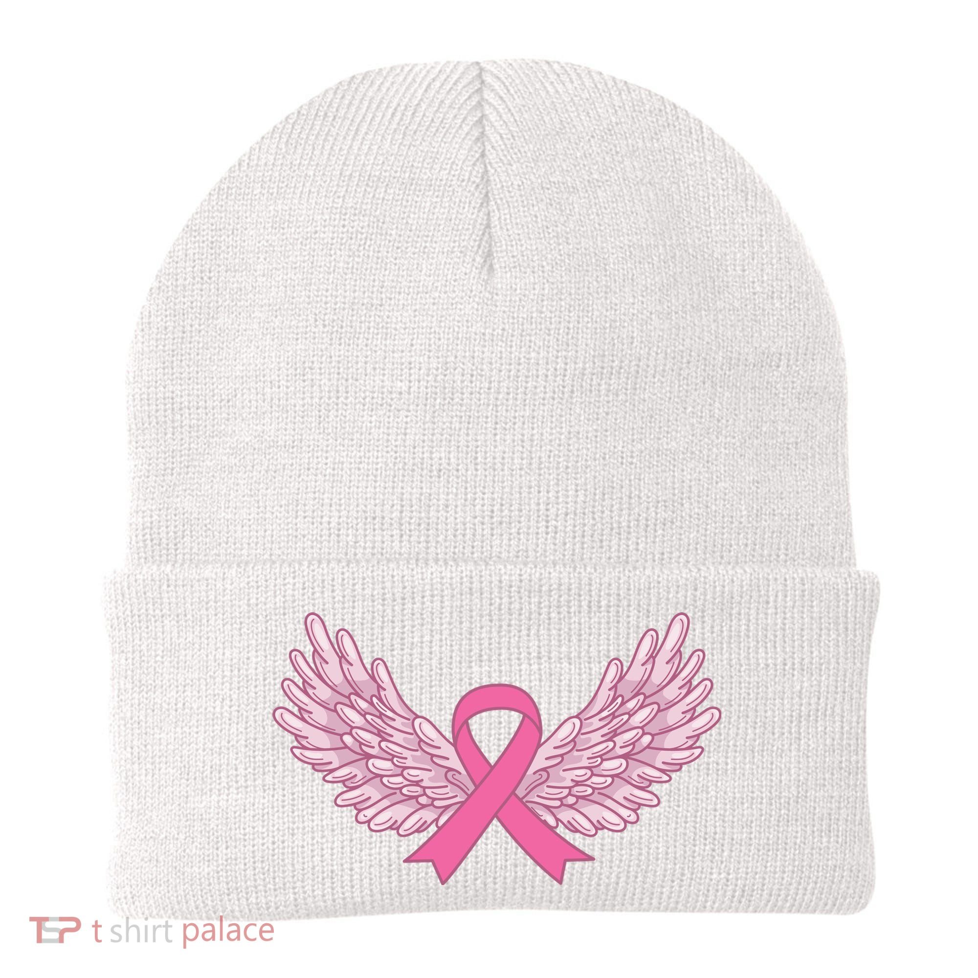 Pink Ribbon Wings Breast Cancer Awareness Beanie