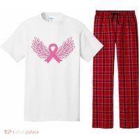 Pink Ribbon Wings Breast Cancer Awareness Pajama Set thumb 0