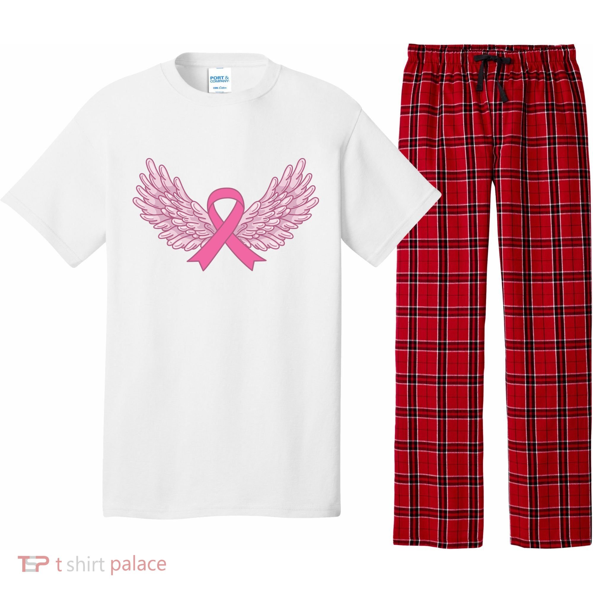 Pink Ribbon Wings Breast Cancer Awareness Pajama Set