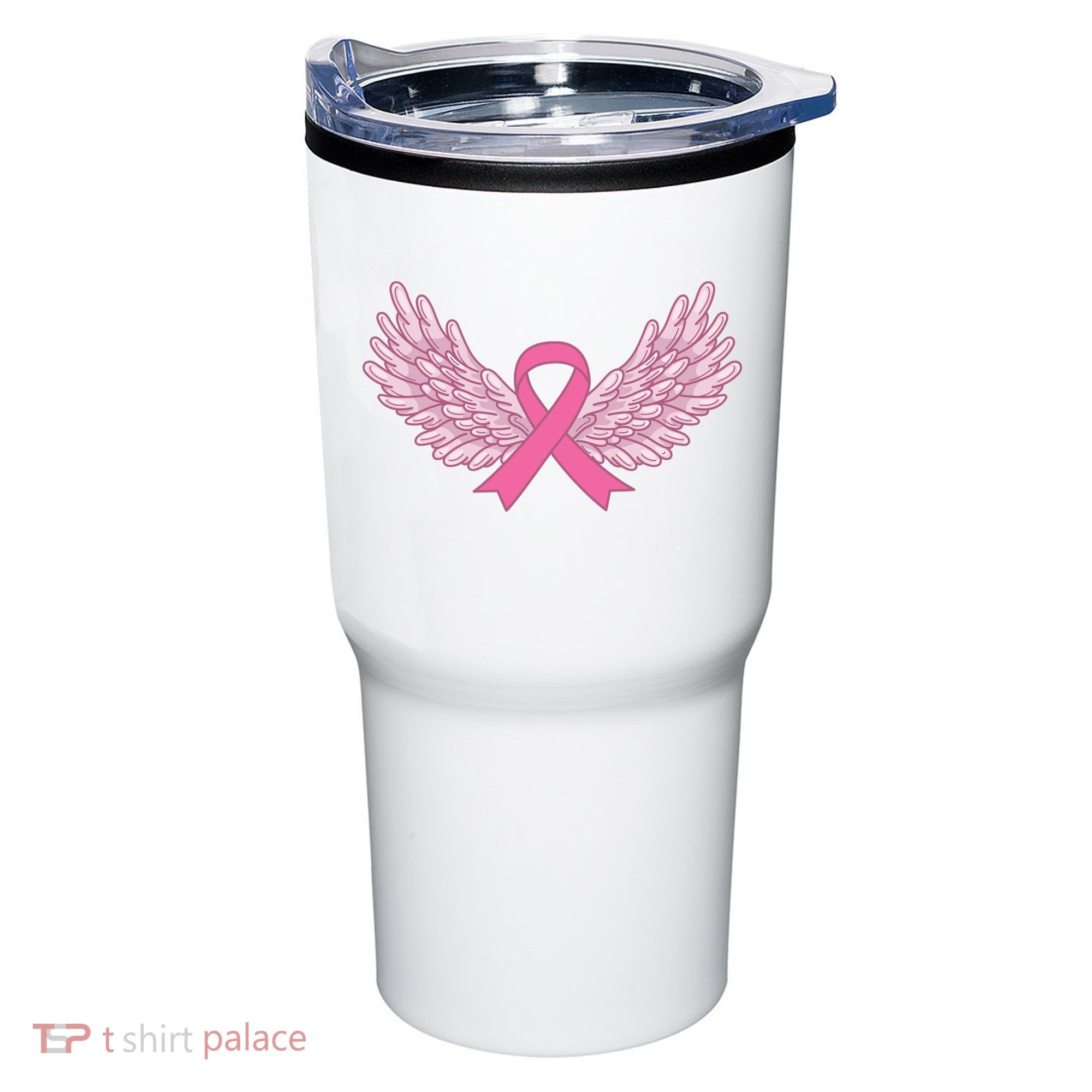 Pink Ribbon Wings Breast Cancer Awareness Tumbler