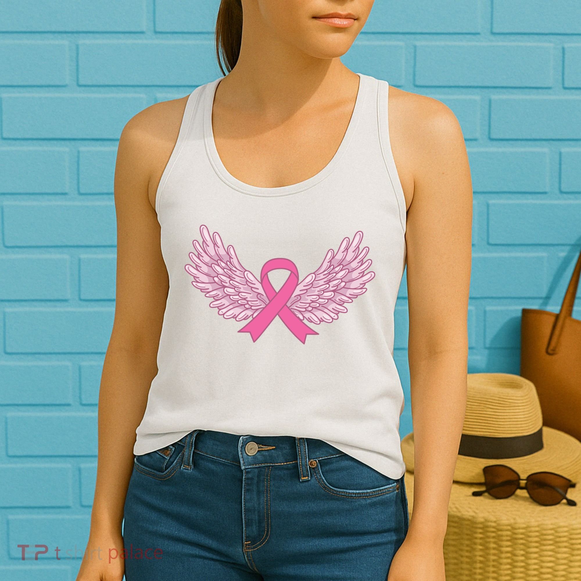 Pink Ribbon Wings Breast Cancer Awareness Women's Tank Top