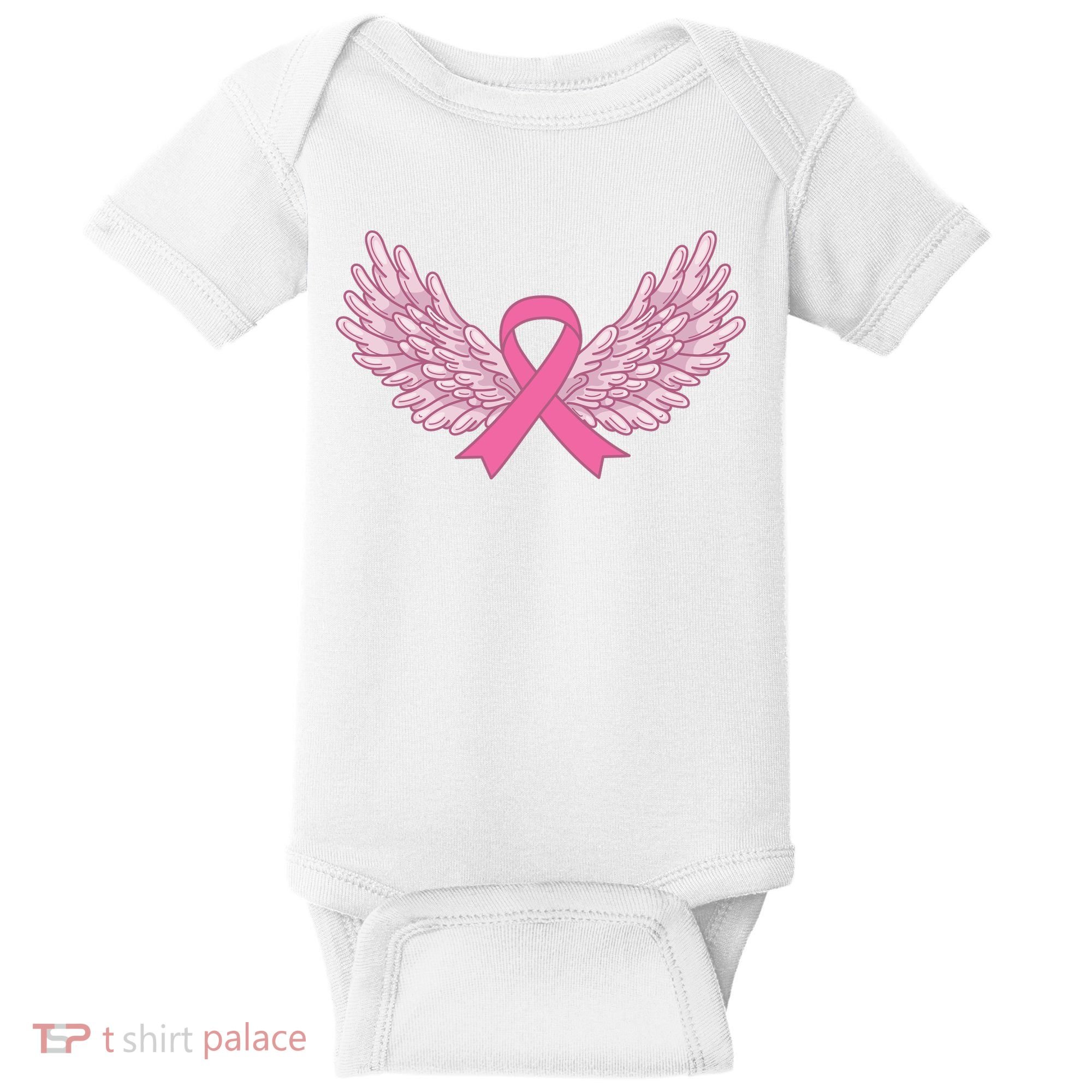 Pink Ribbon Wings Breast Cancer Awareness Baby Bodysuit