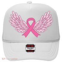 Pink Ribbon Wings Breast Cancer Awareness Hat thumb 0