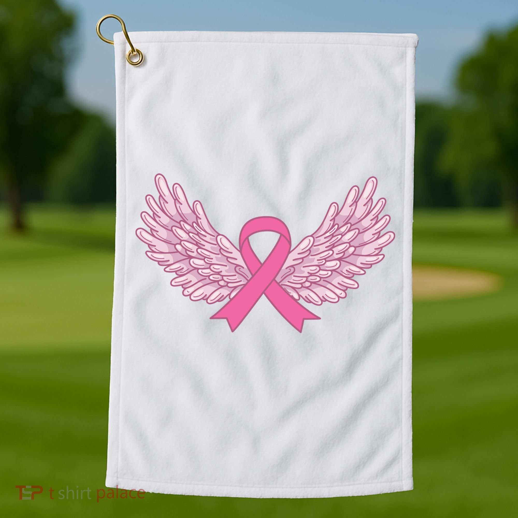 Pink Ribbon Wings Breast Cancer Awareness Golf Towel