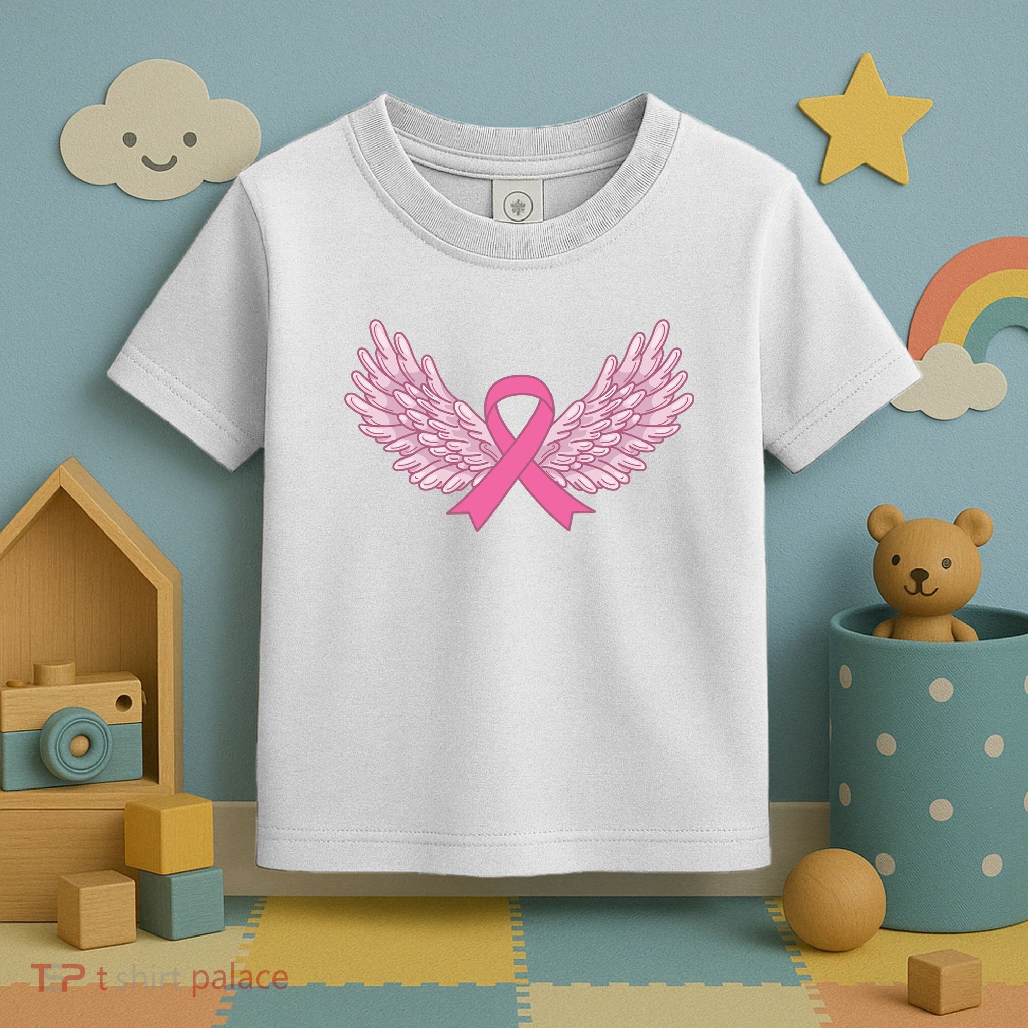 Pink Ribbon Wings Breast Cancer Awareness Toddler T-Shirt