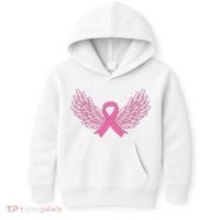 Pink Ribbon Wings Breast Cancer Awareness Kids Hoodie thumb 0