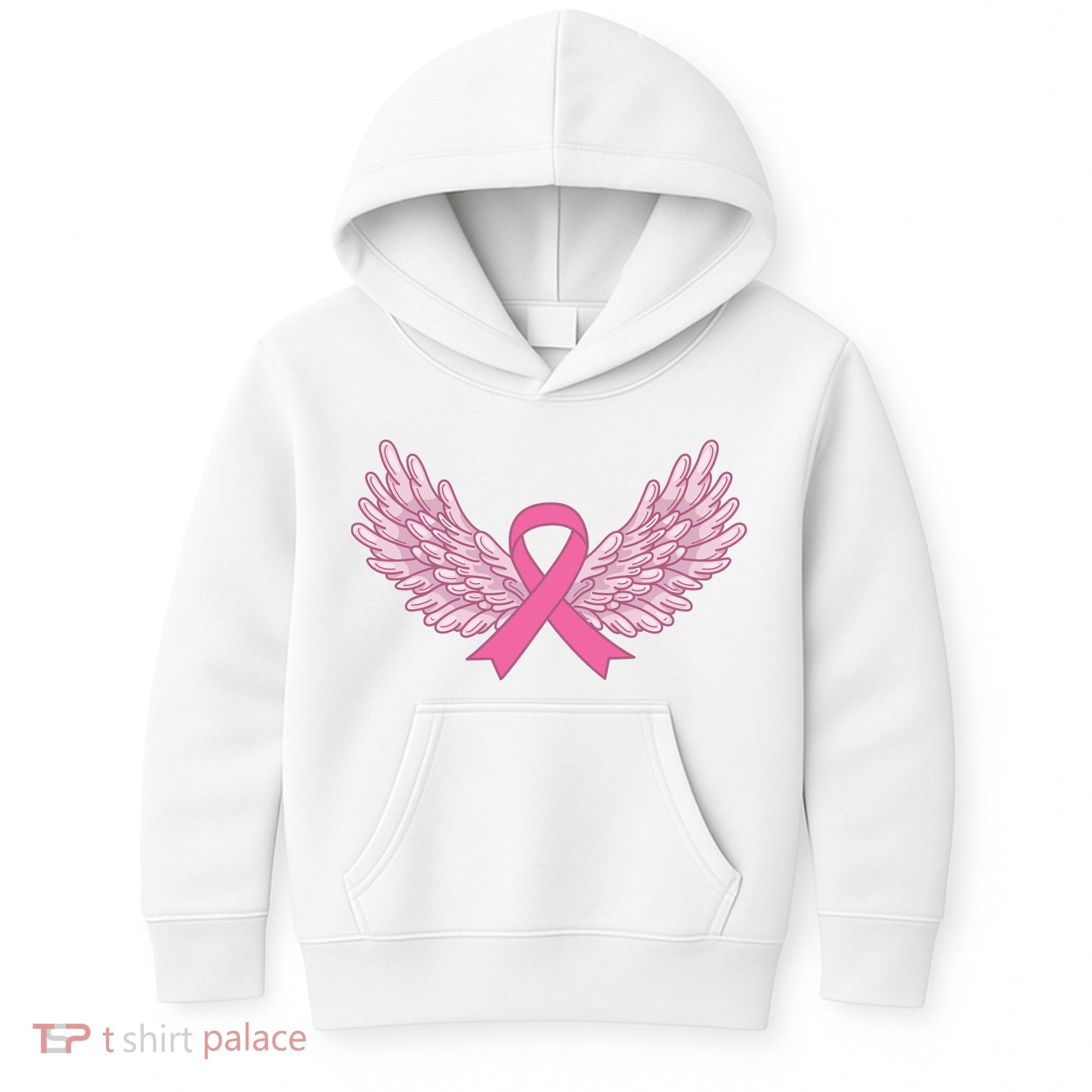 Pink Ribbon Wings Breast Cancer Awareness Kids Hoodie