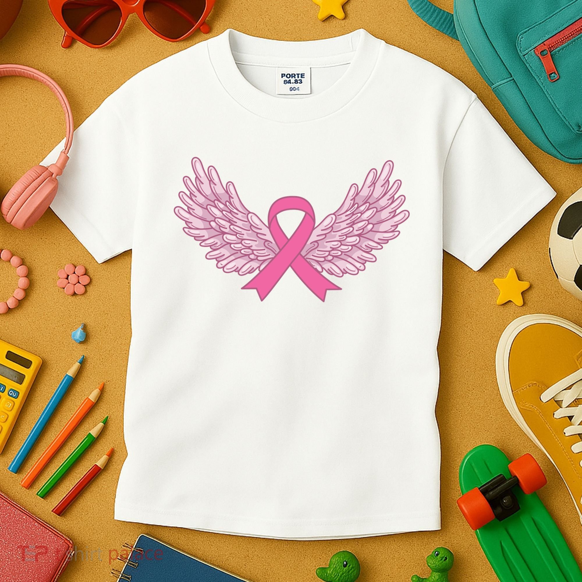 Pink Ribbon Wings Breast Cancer Awareness Kids T-Shirt