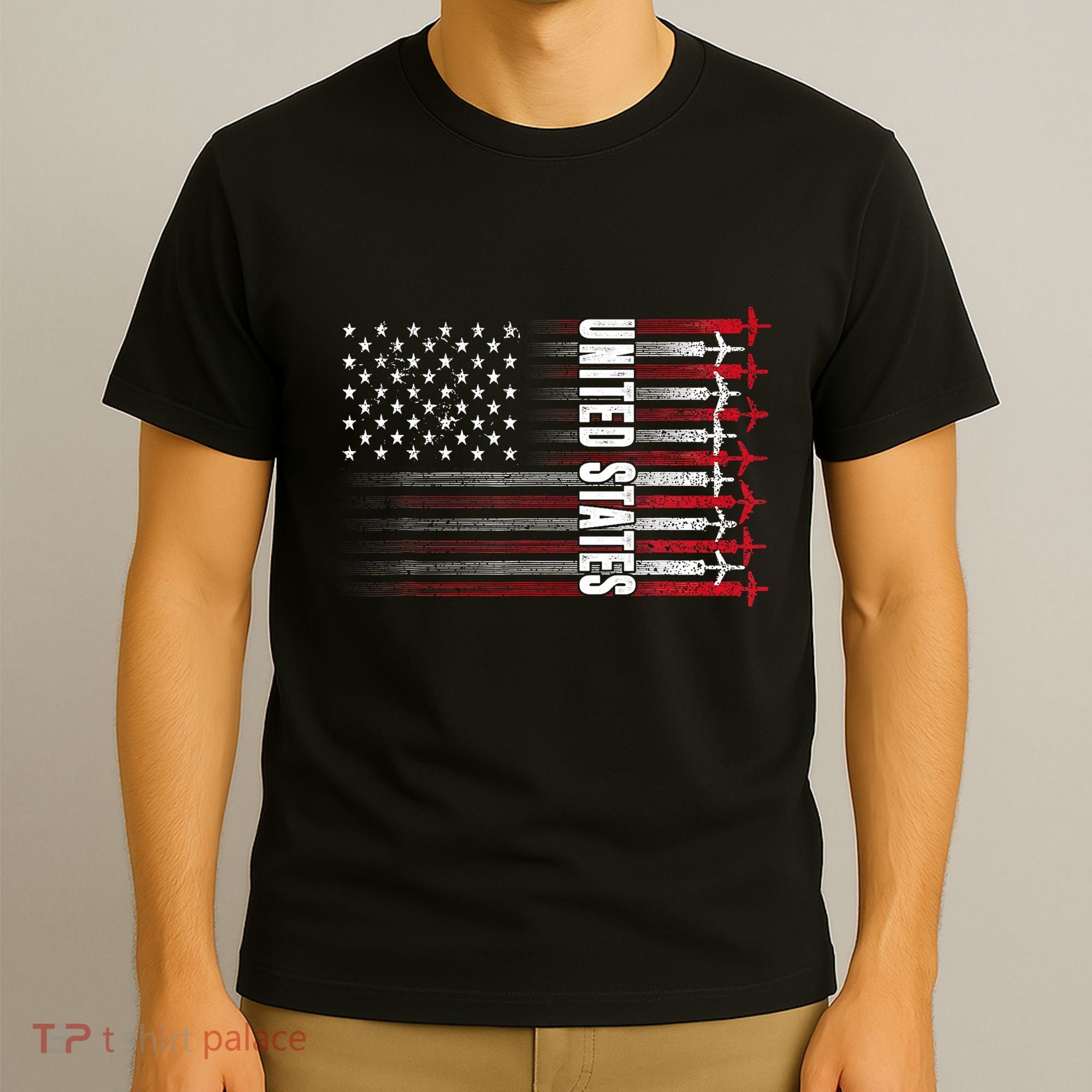 Patriotic Red White Blue Usa Flag Fighter Jets 4th Of July T-Shirt