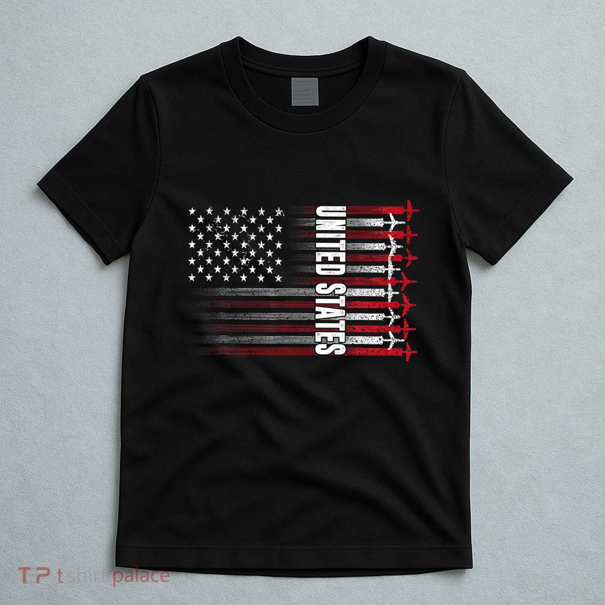 Patriotic Red White Blue Usa Flag Fighter Jets 4th Of July T-Shirt