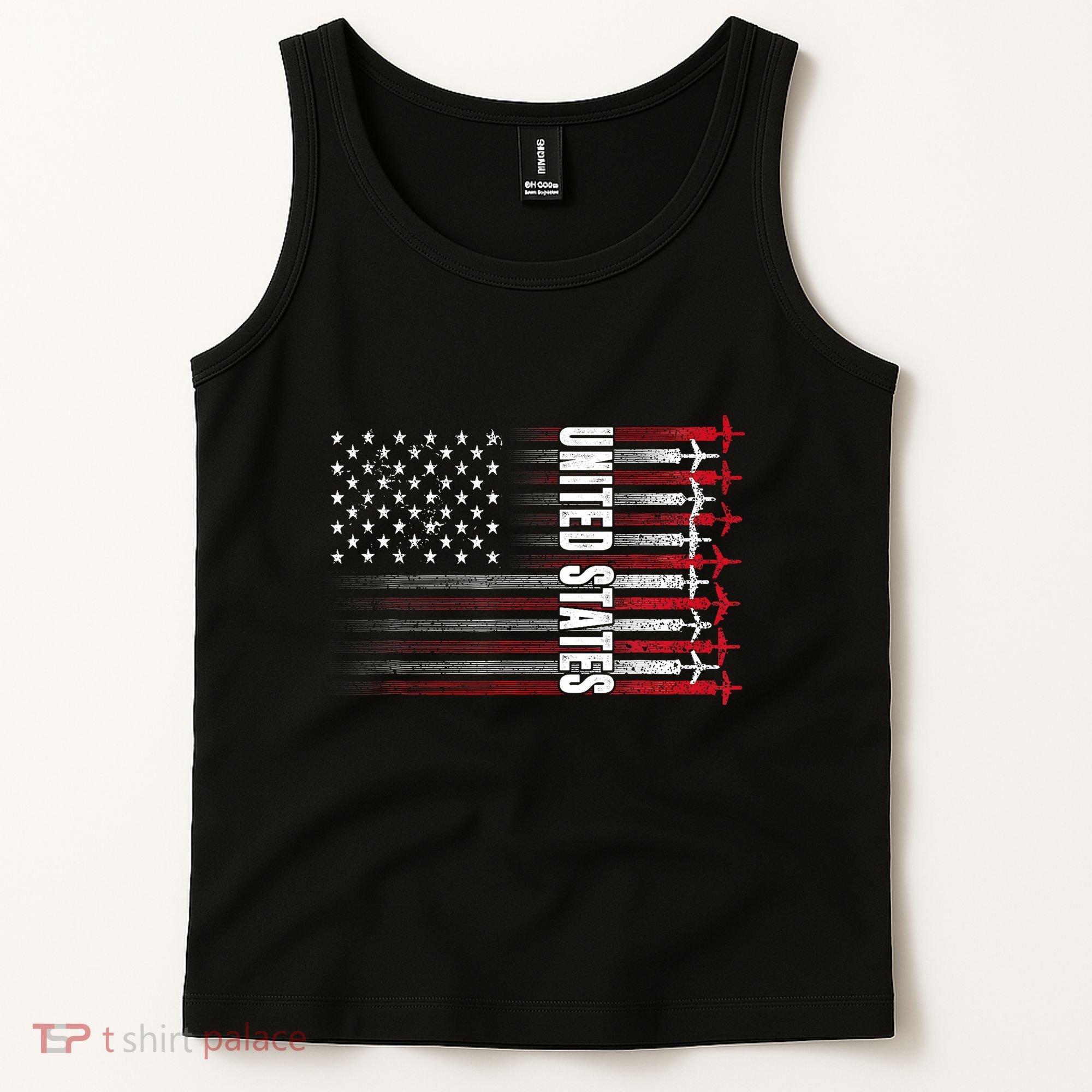 Patriotic Red White Blue Usa Flag Fighter Jets 4th Of July Tank Top