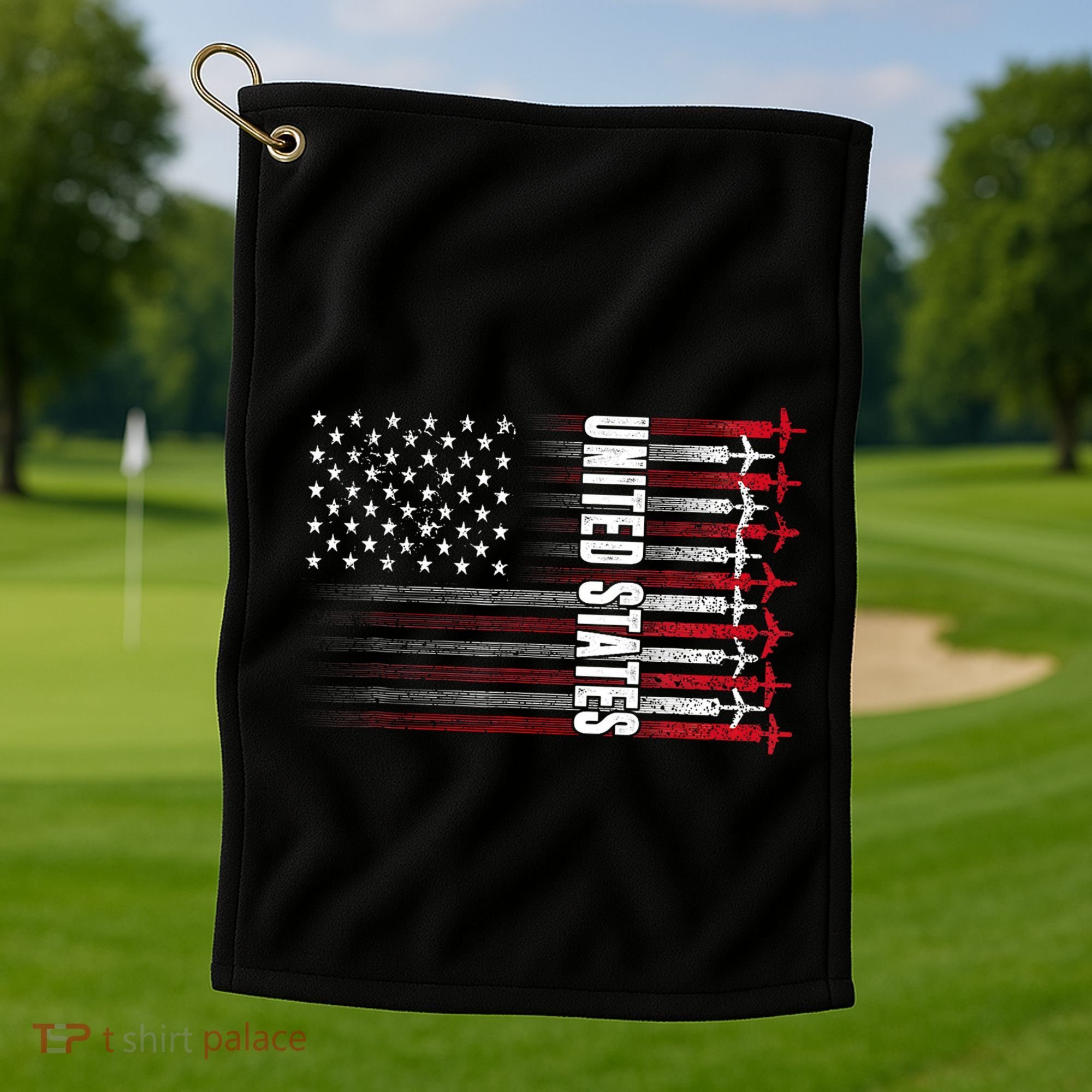 Patriotic Red White Blue Usa Flag Fighter Jets 4th Of July Golf Towel