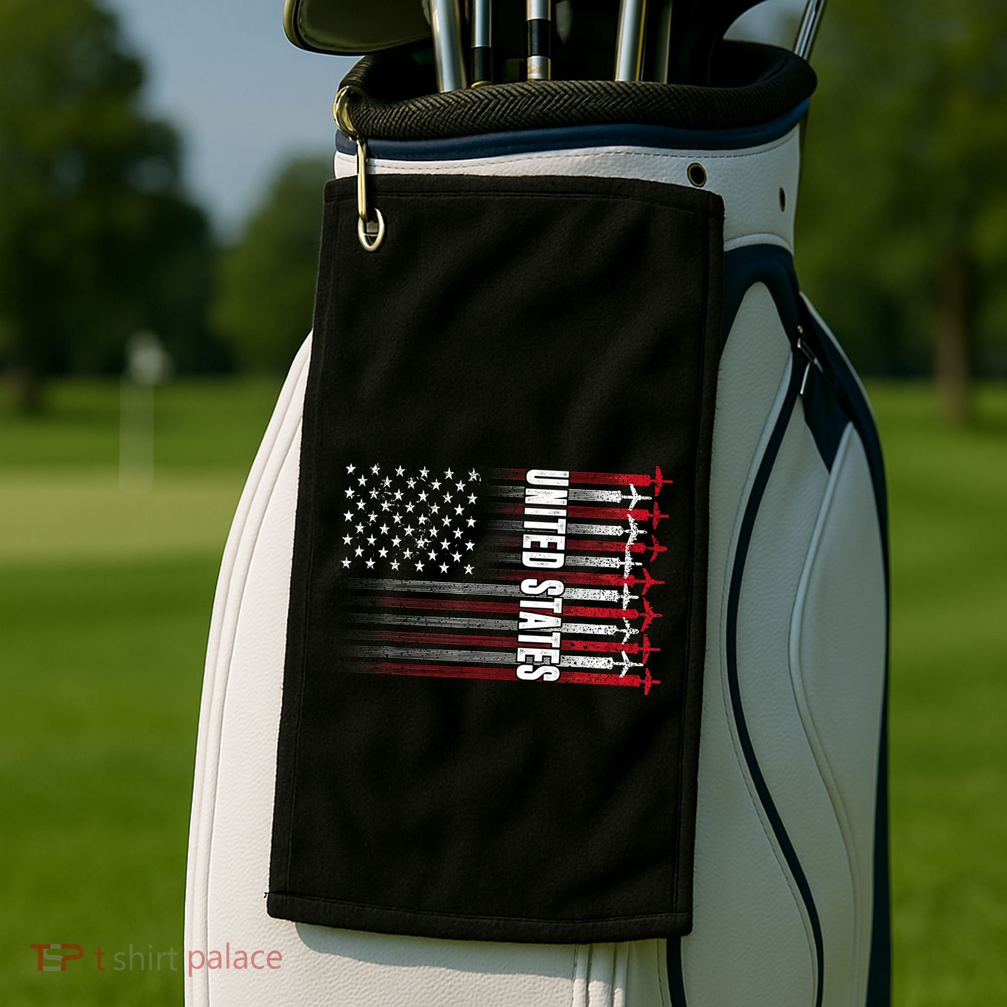 Patriotic Red White Blue Usa Flag Fighter Jets 4th Of July Golf Towel