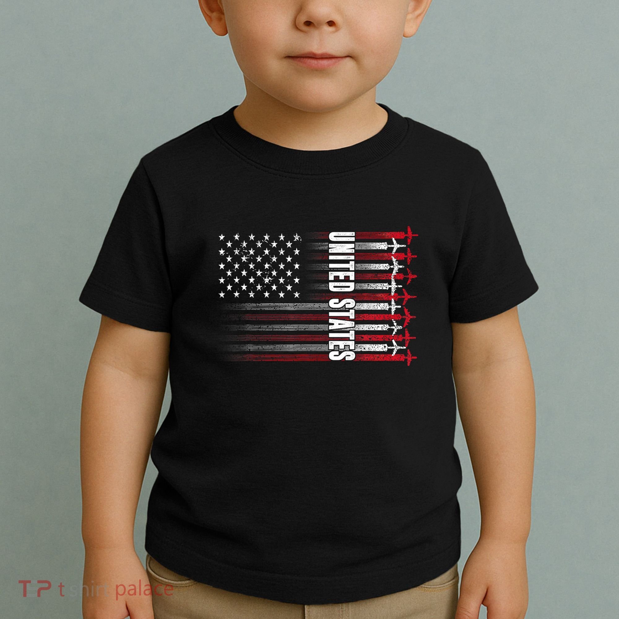 Patriotic Red White Blue Usa Flag Fighter Jets 4th Of July Toddler T-Shirt