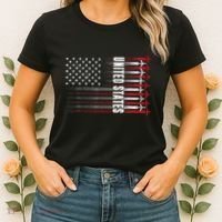 Patriotic Red White Blue Usa Flag Fighter Jets 4th Of July Women's T-Shirt thumb 2