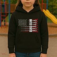 Patriotic Red White Blue Usa Flag Fighter Jets 4th Of July Kids Hoodie thumb 3