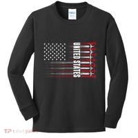 Patriotic Red White Blue Usa Flag Fighter Jets 4th Of July Kids Long Sleeve Shirt thumb 0