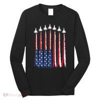 Patriotic Red White Blue Usa Flag Fighter Jets 4th Of July Long Sleeve Shirt thumb 0