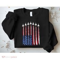Patriotic Red White Blue Usa Flag Fighter Jets 4th Of July Sweatshirt thumb 2